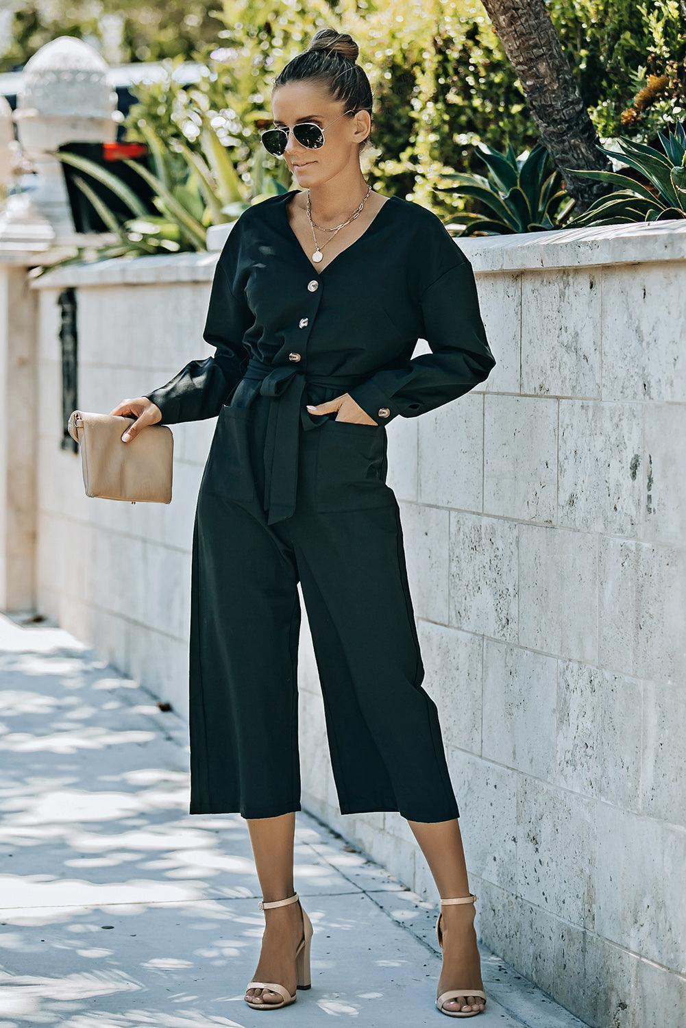 Miss Independent Crop Leg Long Sleeve Jumpsuit - MXSTUDIO.COM