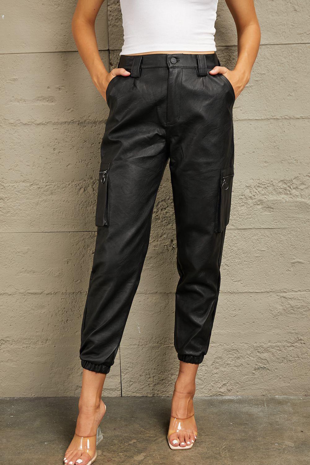 Miss Independent High Rise Leather Jogger Pants - MXSTUDIO.COM