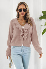 Miss Independent V-Neck Ruffle Sweater - MXSTUDIO.COM