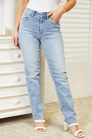 Miss Practical High Waisted Straight Leg Jeans - MXSTUDIO.COM