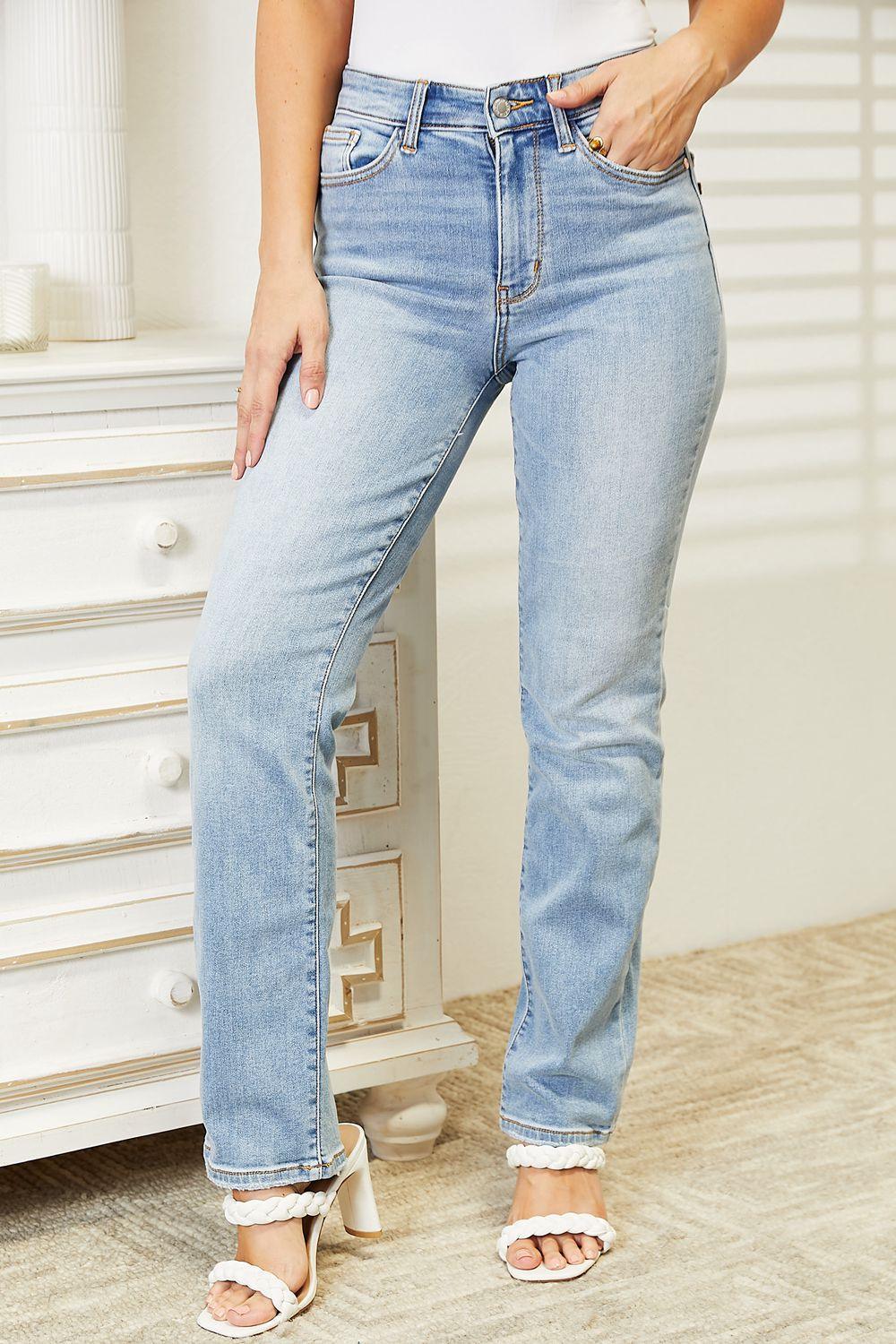 Miss Practical High Waisted Straight Leg Jeans - MXSTUDIO.COM