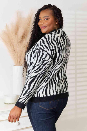 Moderate Stretch Plus Size Animal Print Sweater - MXSTUDIO.COM