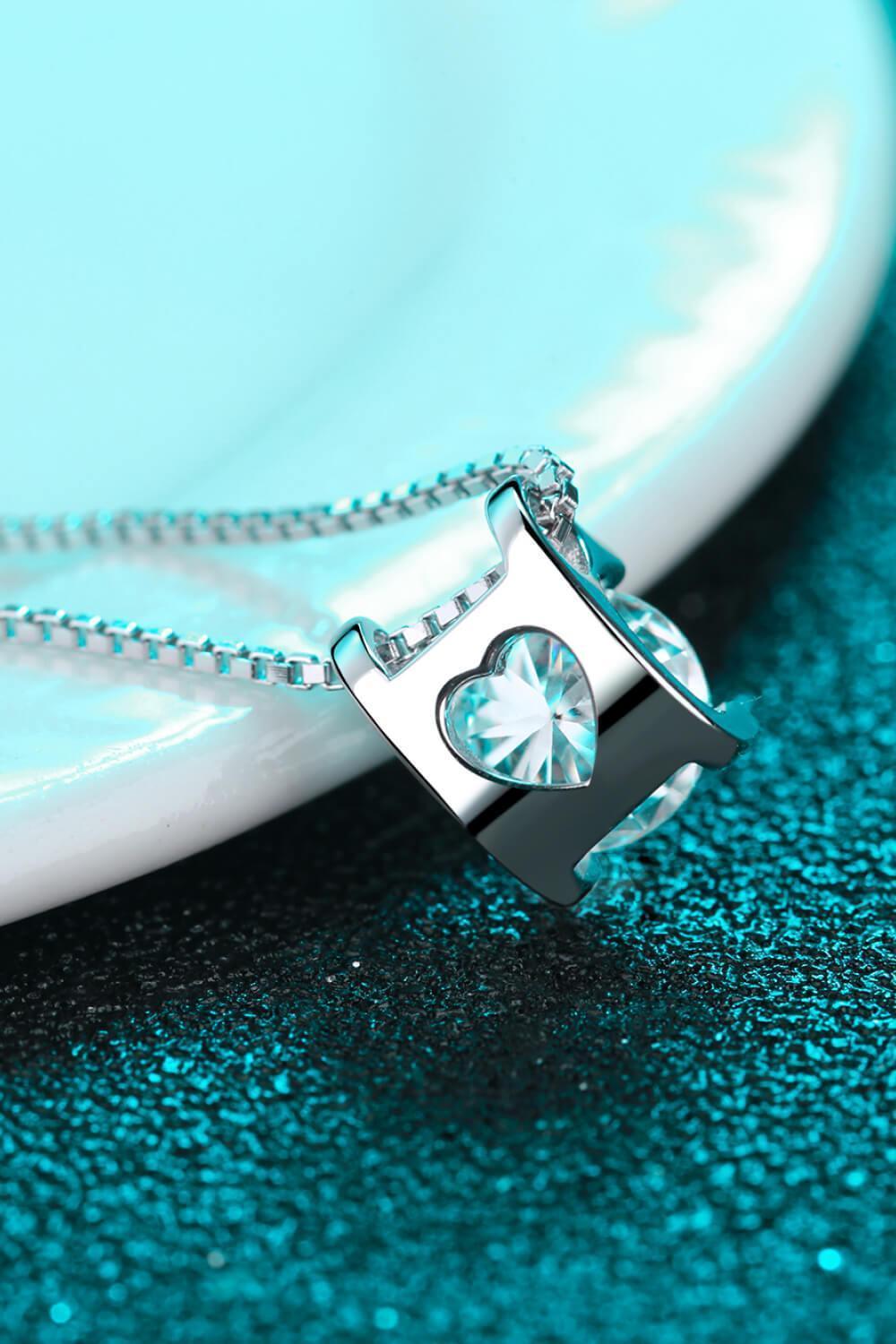 Modern 1 Carat Moissanite Pendant Sterling Silver Necklace - MXSTUDIO.COM