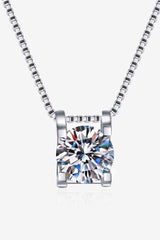 Modern 1 Carat Moissanite Pendant Sterling Silver Necklace - MXSTUDIO.COM