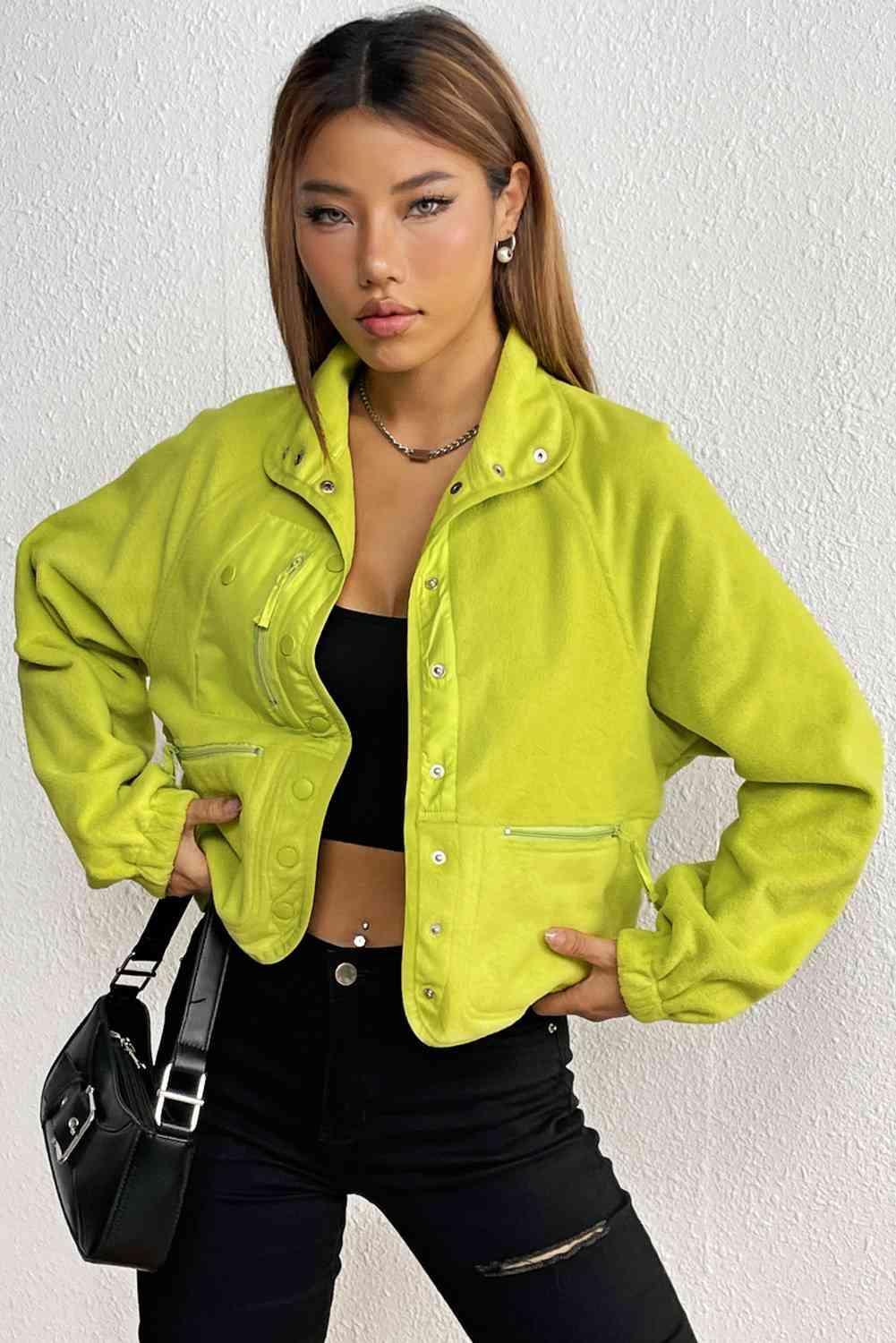 Modern Look Collared Snap Button Jacket - MXSTUDIO.COM