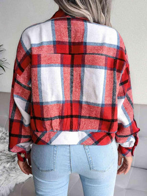 Modern Retro Collared Buttoned Plaid Jacket-MXSTUDIO.COM