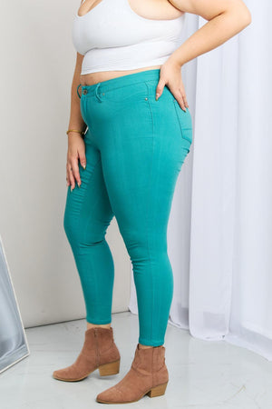 Modern Vibe Plus Size Sea Green Skinny Jeans - MXSTUDIO.COM