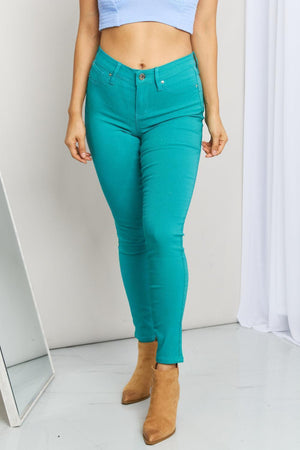 Modern Vibe Plus Size Sea Green Skinny Jeans - MXSTUDIO.COM