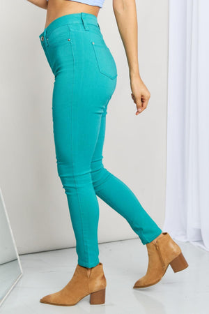 Modern Vibe Plus Size Sea Green Skinny Jeans - MXSTUDIO.COM