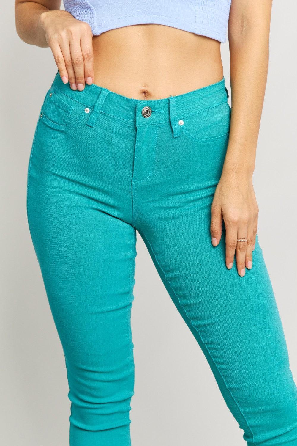 Modern Vibe Plus Size Sea Green Skinny Jeans - MXSTUDIO.COM