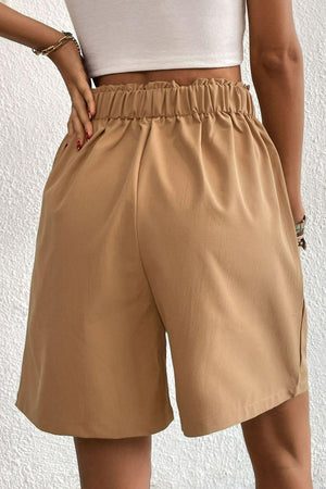 Modish Buttoned Wide Leg Pleated Shorts - MXSTUDIO.COM