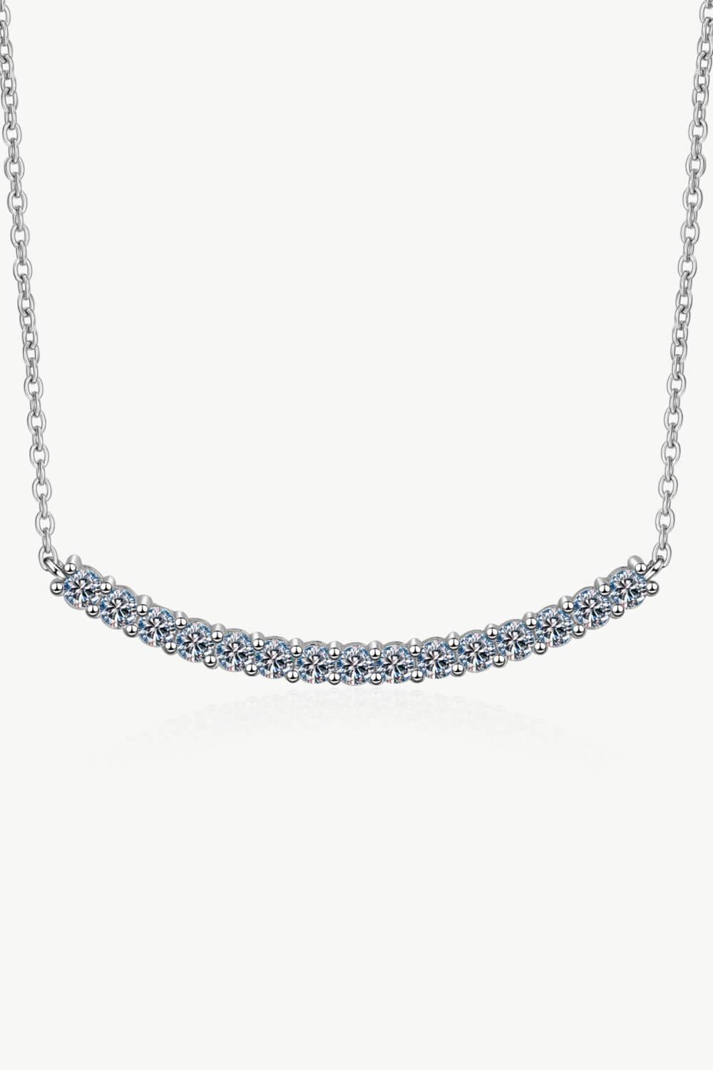 Moissanite Curved Bar Sterling Silver Necklace - MXSTUDIO.COM