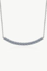 Moissanite Curved Bar Sterling Silver Necklace - MXSTUDIO.COM