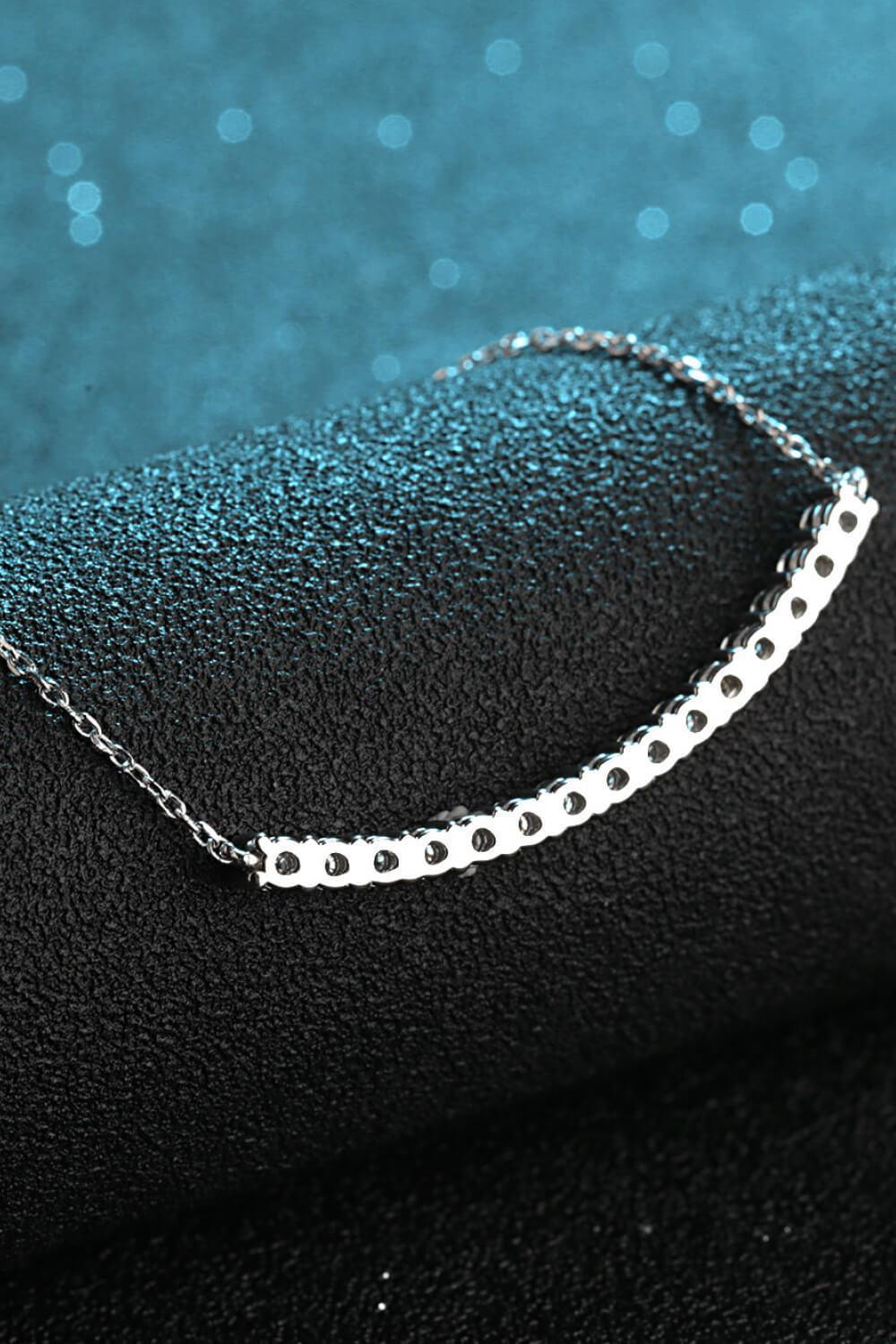 Moissanite Curved Bar Sterling Silver Necklace - MXSTUDIO.COM