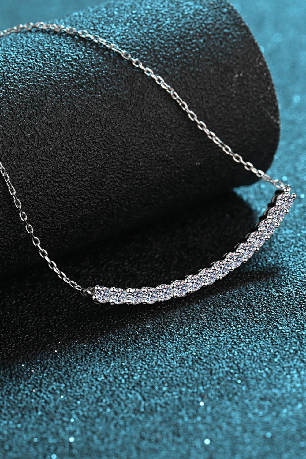 Moissanite Curved Bar Sterling Silver Necklace - MXSTUDIO.COM