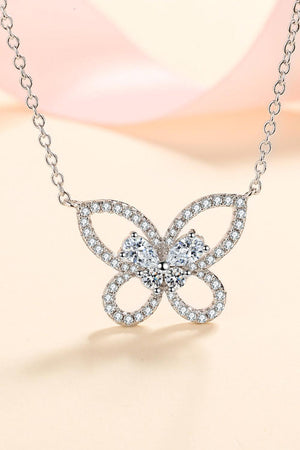 Moissanite Encrusted Butterfly Pendant Necklace - MXSTUDIO.COM