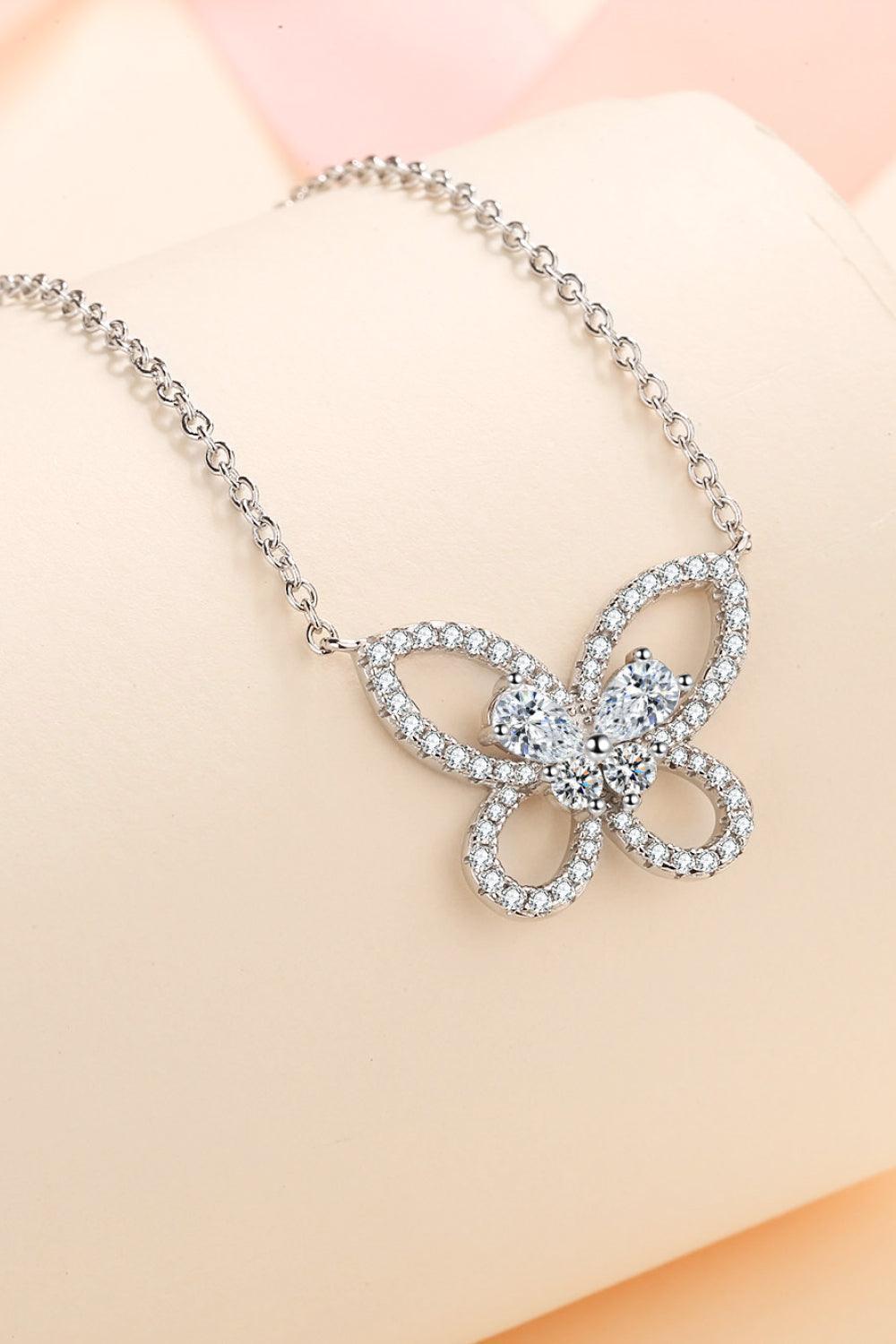 Moissanite Encrusted Butterfly Pendant Necklace - MXSTUDIO.COM