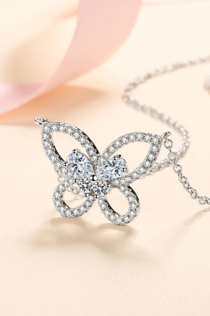 Moissanite Encrusted Butterfly Pendant Necklace - MXSTUDIO.COM