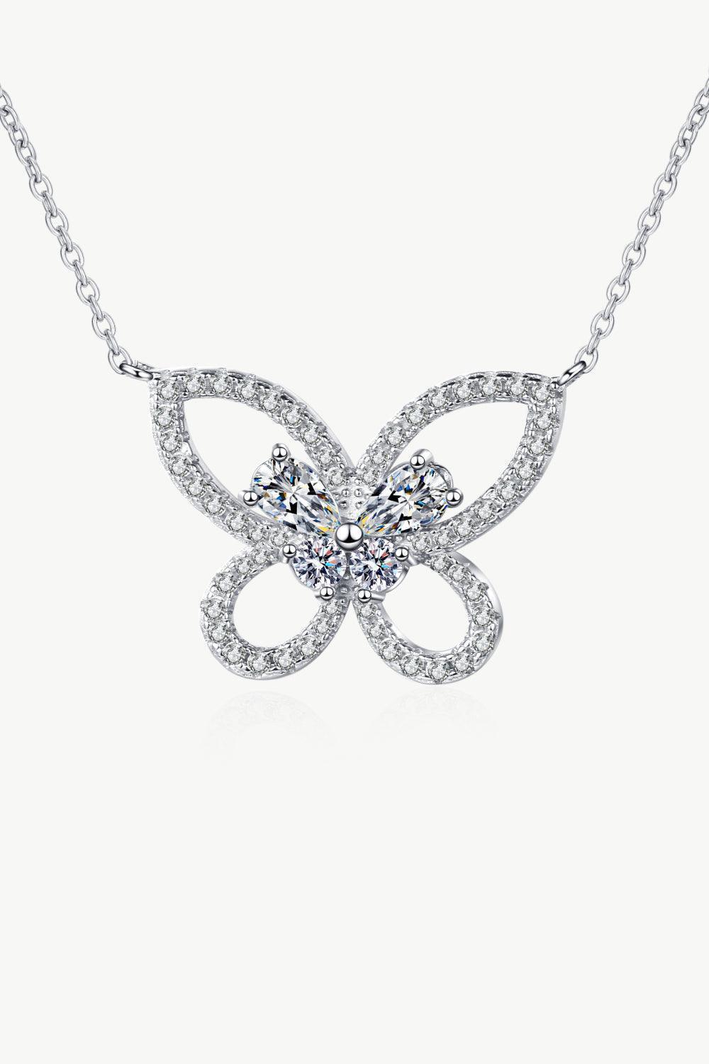 Moissanite Encrusted Butterfly Pendant Necklace - MXSTUDIO.COM