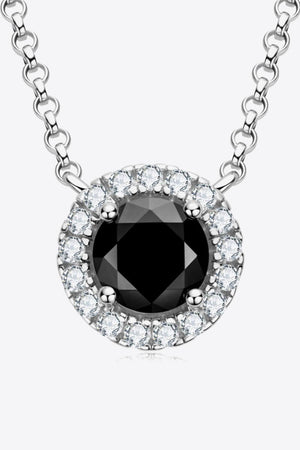 Moissanite Encrusted Halo Black Pendant Necklace - MXSTUDIO.COM