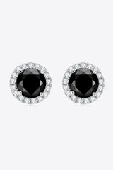 Moissanite Encrusted Halo Black Stud Earrings - MXSTUDIO.COM