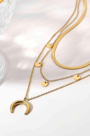 Moon Shape Pendant 18K Gold-Plated Necklace-MXSTUDIO.COM