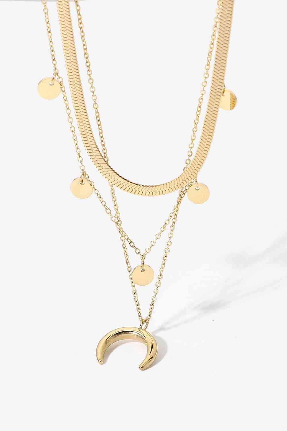 Moon Shape Pendant 18K Gold-Plated Necklace-MXSTUDIO.COM