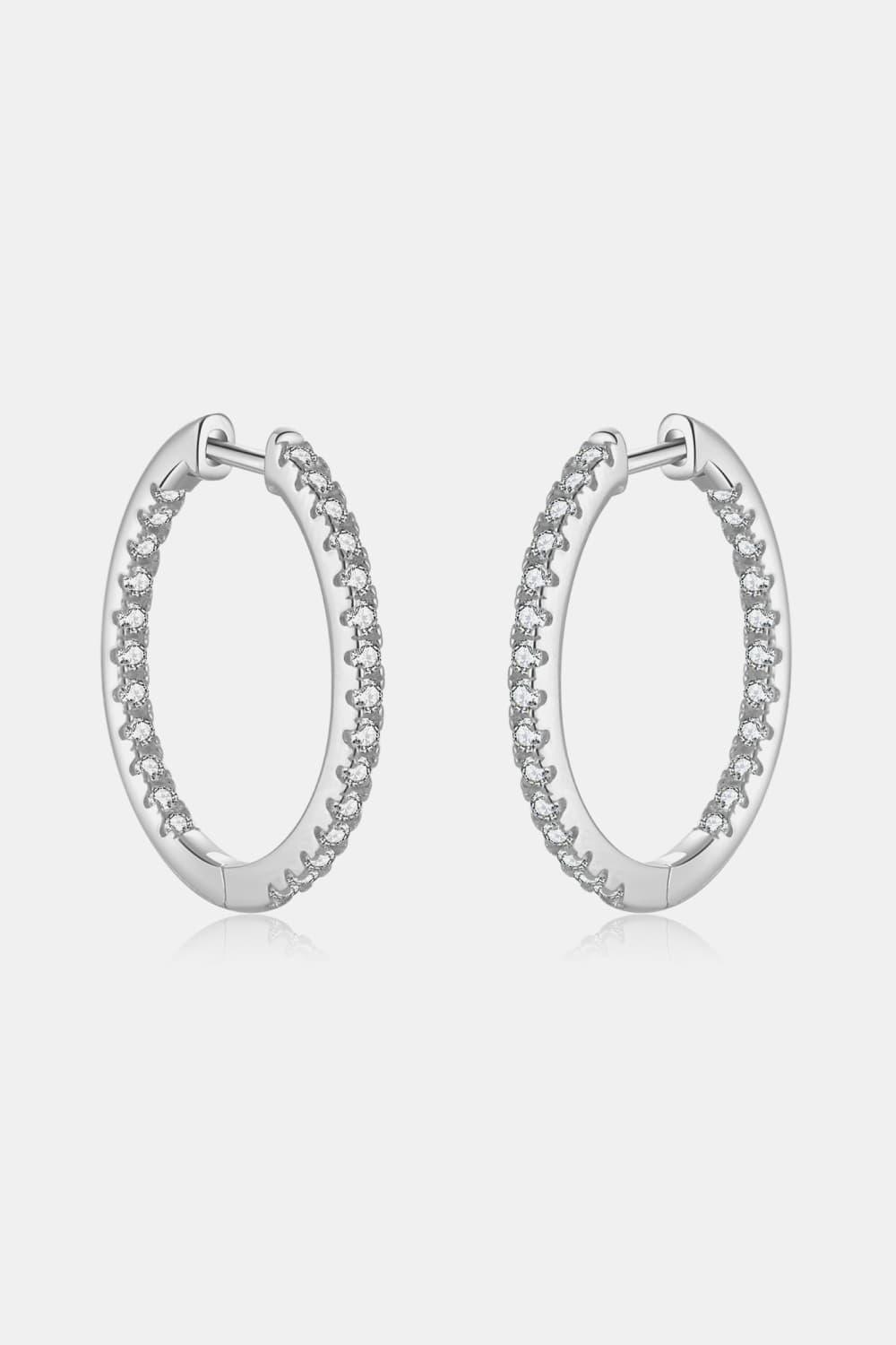 More Fulfilling Inlaid Zircon Sterling Silver Huggie Earrings - MXSTUDIO.COM