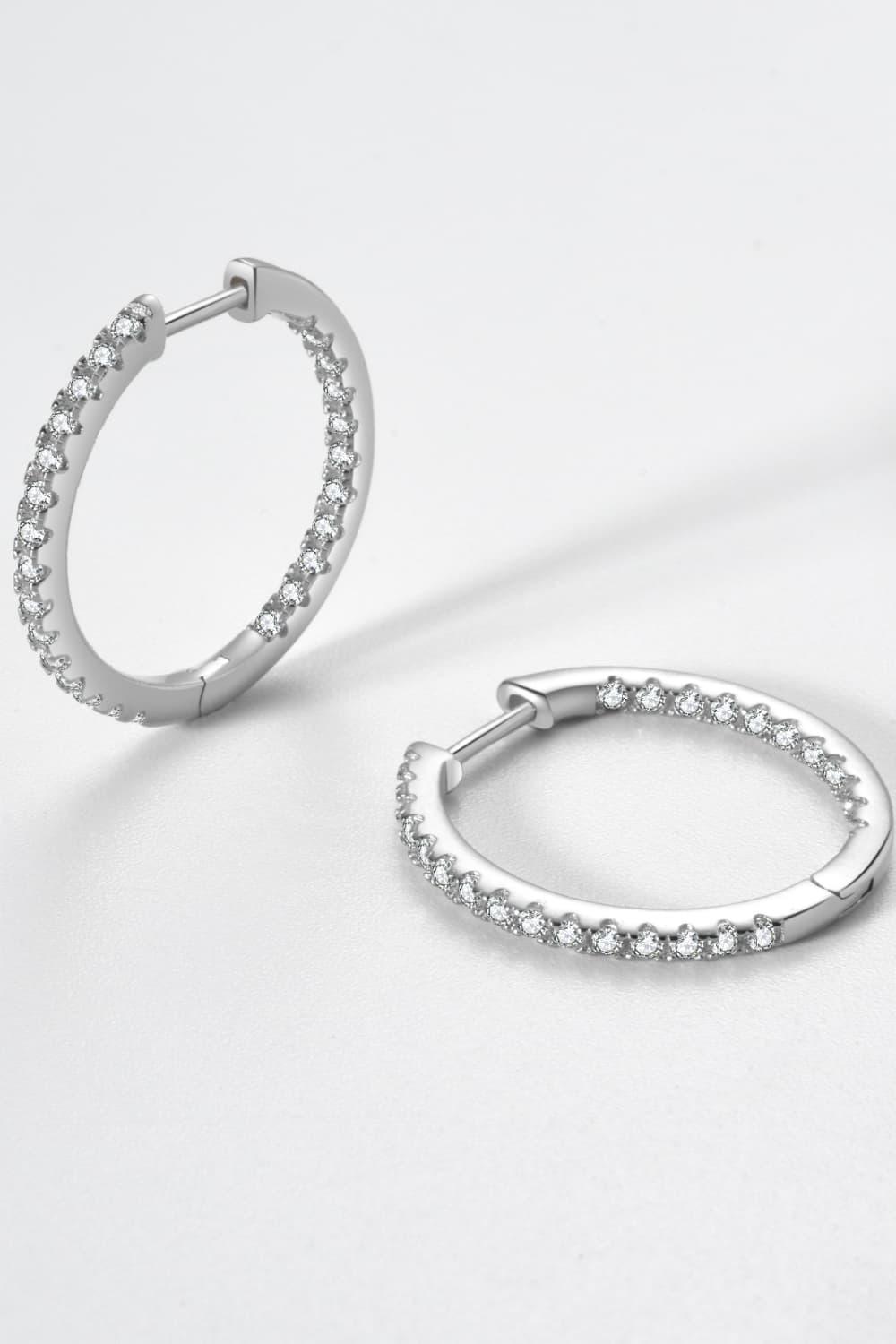 More Fulfilling Inlaid Zircon Sterling Silver Huggie Earrings - MXSTUDIO.COM