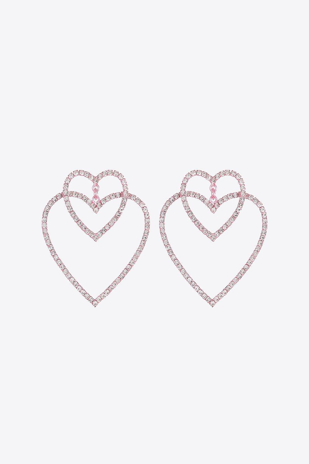 Most Confident Glass Stone Decor Copper Heart Earrings - MXSTUDIO.COM