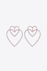 Most Confident Glass Stone Decor Copper Heart Earrings - MXSTUDIO.COM