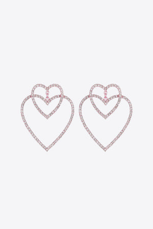 Most Confident Glass Stone Decor Copper Heart Earrings - MXSTUDIO.COM