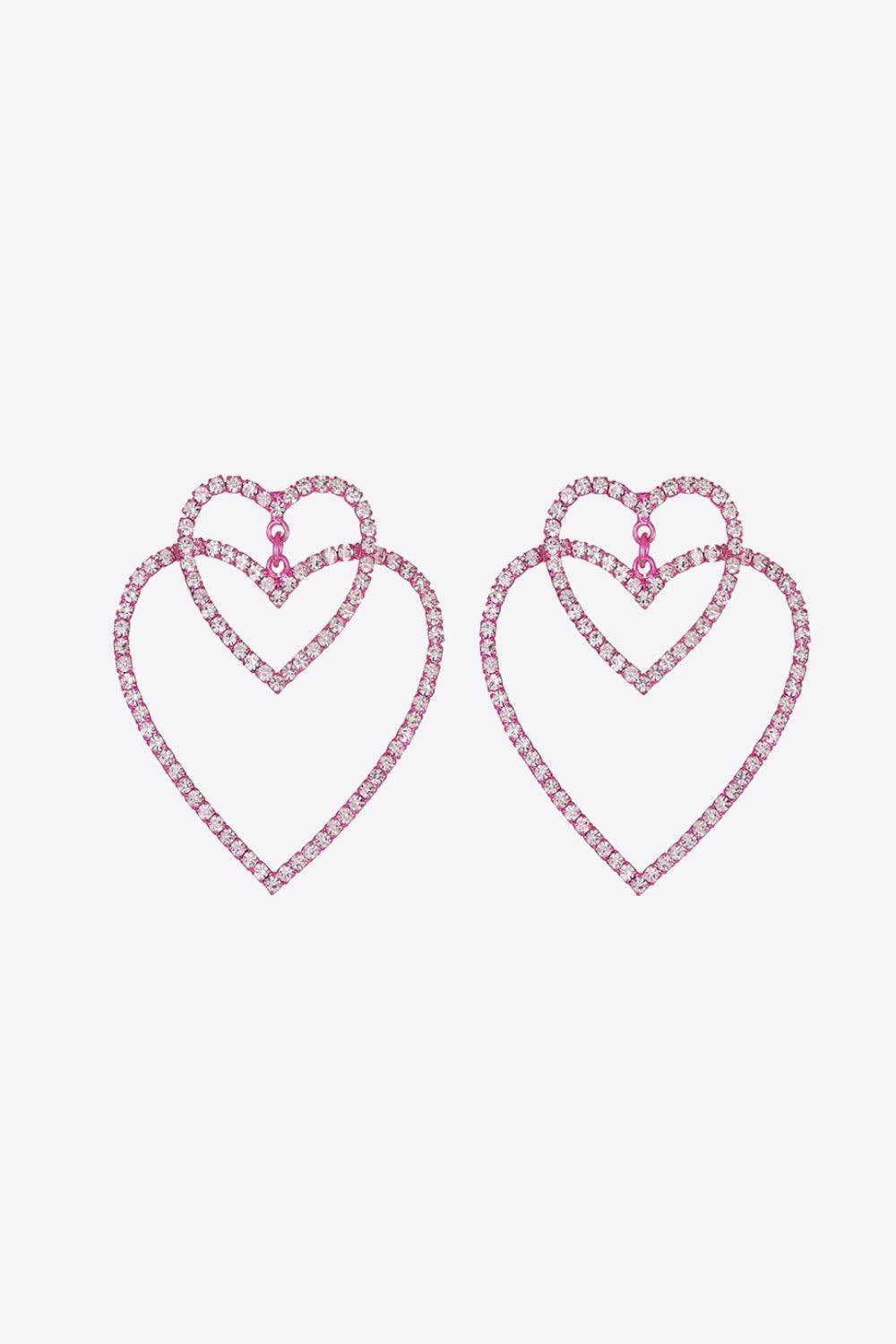 Most Confident Glass Stone Decor Copper Heart Earrings - MXSTUDIO.COM