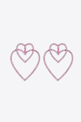 Most Confident Glass Stone Decor Copper Heart Earrings - MXSTUDIO.COM