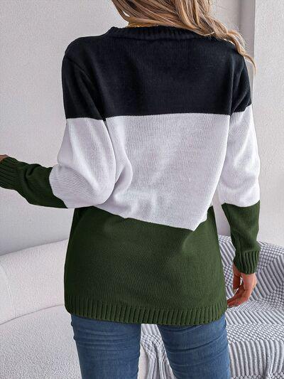 Most Versatile Color Block Knitted Cardigan-MXSTUDIO.COM