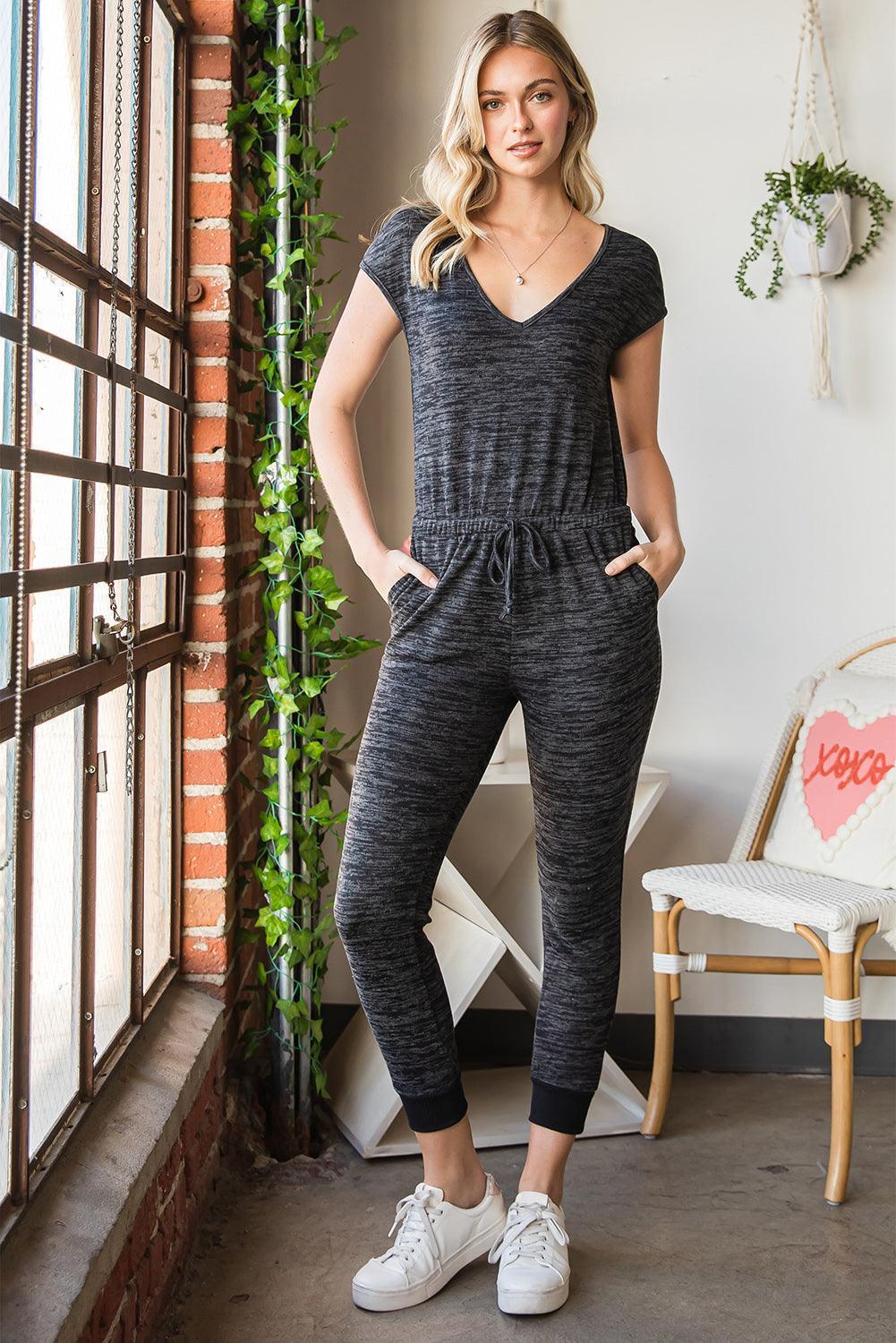 Motivated Short Sleeve Skinny Leg Jumpsuit - MXSTUDIO.COM