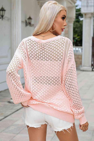 Multi Season Pink Open Knit Sweater - MXSTUDIO.COM
