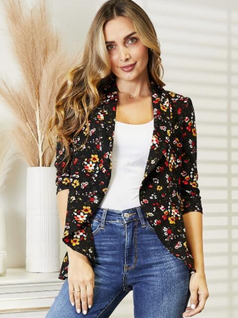 Multicolor Collared Neck Women Floral Jacket - MXSTUDIO.COM