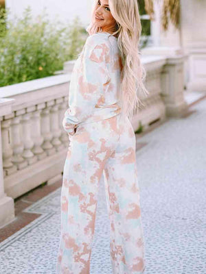 Multicolor Top And Pants Two Piece Lounge Set - MXSTUDIO.COM