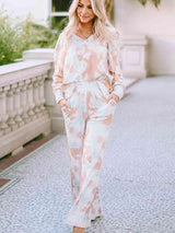 Multicolor Top And Pants Two Piece Lounge Set - MXSTUDIO.COM