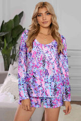 Multicolored Print Top And Shorts Two Piece Lounge Set - MXSTUDIO.COM