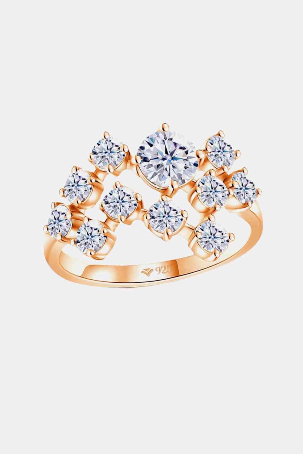 a gold ring with a cluster of diamonds