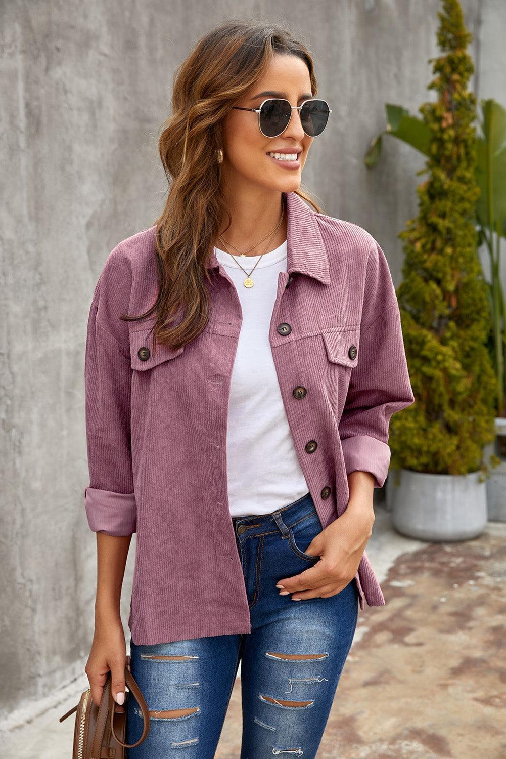 Must-Have Layer Buttoned Corduroy Shacket - MXSTUDIO.COM