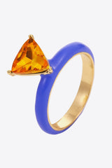 Mystical Allure Triangle Glass Stone Gold Plated Ring - MXSTUDIO.COM