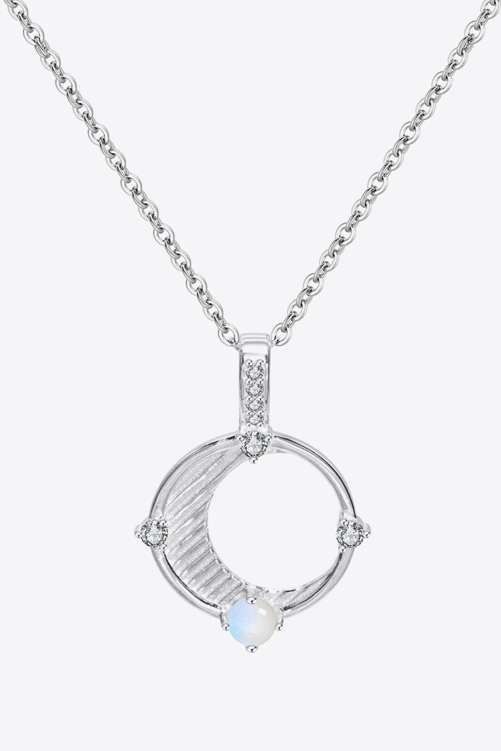 Natural Moonstone Pendant 925 Sterling Silver Necklace - MXSTUDIO.COM