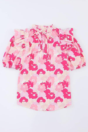 Naturally Sweet Short Sleeve Pink Floral Blouse - MXSTUDIO.COM