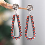 Nature-Inspired Elegance Alloy Teardrop Beaded Earrings-MXSTUDIO.COM