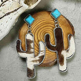 Nature Inspired Turquoise Cactus Earrings-MXSTUDIO.COM