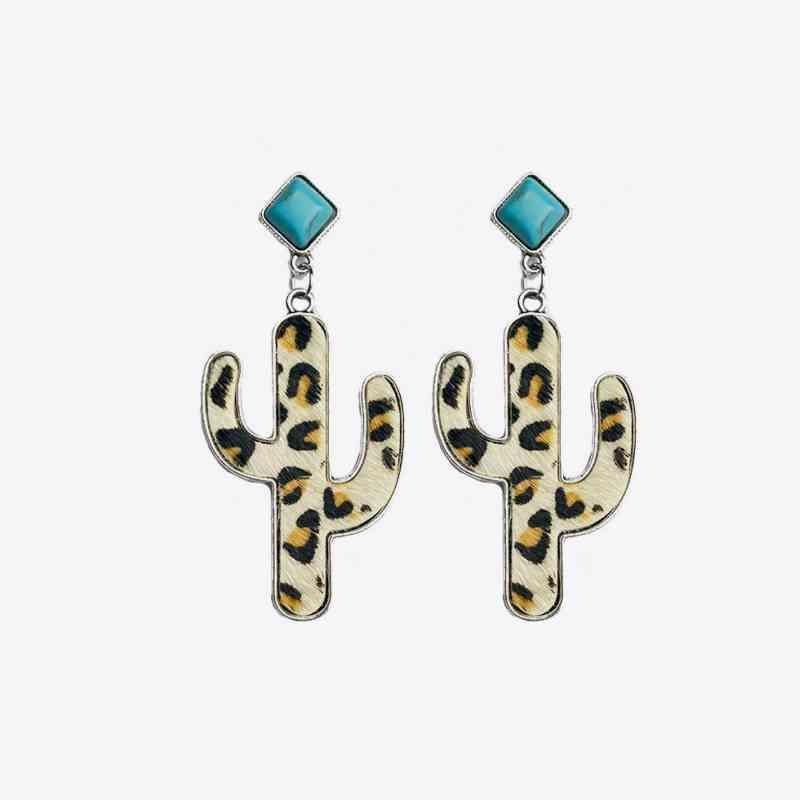 Nature Inspired Turquoise Cactus Earrings-MXSTUDIO.COM