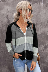 Never Back Down Drawstring Zip Up Hoodie - MXSTUDIO.COM